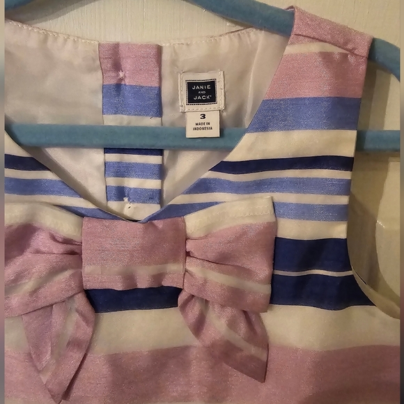 Toddler Girl's Janie and Jack Striped Bow Top Size 3 Years - Picture 3 of 3